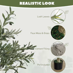 HOMCOM Indoor Artificial Plant, Faux Potted Silk Olive Tree, 120cm