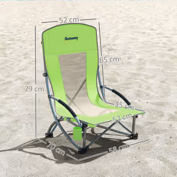 Outsunny Set of 2 Folding Beach Chair, Camping Chair with Carry Bag, Green