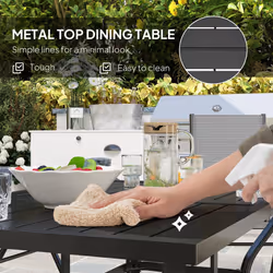 Outsunny 7 PCs Garden Dining Set, Folding Chairs and Metal Top Table, Grey - Additional view 5
