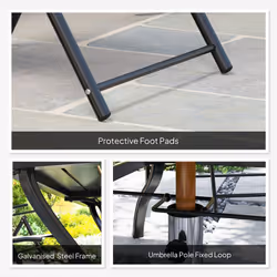 Outsunny 7 PCs Garden Dining Set, Folding Chairs and Metal Top Table, Grey - Additional view 7