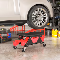 HOMCOM Rolling Mechanic Stool, 135kg Capacity Workshop Stool, Red - Additional view 7