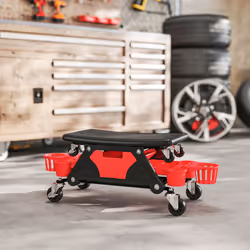 HOMCOM Rolling Mechanic Stool, 135kg Capacity Workshop Stool, Red - Additional view 8