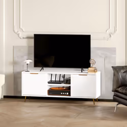 HOMCOM Modern TV Stand Cabinet with Storage for Living Room, White - Additional view 7