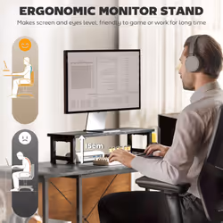 HOMCOM 168cm Reversible L Shaped Desk, 240cm Two Person Desk, Black - Additional view 5