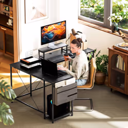 HOMCOM 168cm Reversible L Shaped Desk, 240cm Two Person Desk, Black - Additional view 7