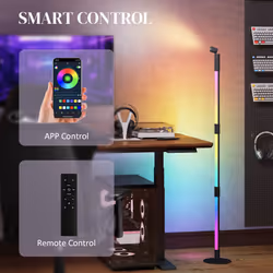 HOMCOM LED Floor Lamp, Corner Floor Lamp App & Remote Control Dark Grey