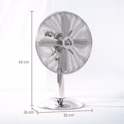 HOMCOM 12" Metal Desk Fan with 3 Speed Settings, Wide-Angled Oscillation