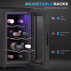 HOMCOM Freestanding Wine Cooler Fridge with 8 Bottle, 21 Litre Capacity