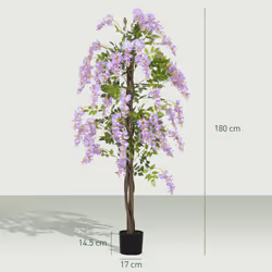 HOMCOM Artificial Wisteria Flower with 756 Leaves and 54 Flowers, Purple