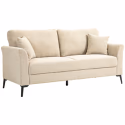 HOMCOM 2 Seater Sofa, Linen Fabric Loveseat Sofa for Living Room, Beige