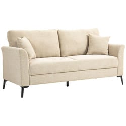 HOMCOM 2 Seater Sofa, Linen Fabric Loveseat Sofa for Living Room, Beige