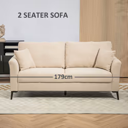 HOMCOM 2 Seater Sofa, Linen Fabric Loveseat Sofa for Living Room, Beige
