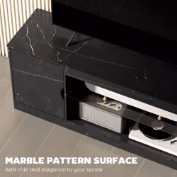 HOMCOM Marble Effect TV Stand Cabinet with Glass Shelf for 55 Inch TVs