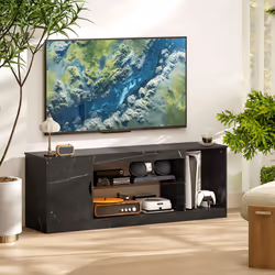 HOMCOM Marble Effect TV Stand Cabinet with Glass Shelf for 55 Inch TVs - Additional view 5