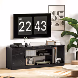 HOMCOM Marble Effect TV Stand Cabinet with Glass Shelf for 55 Inch TVs - Additional view 6