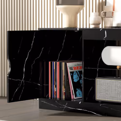 HOMCOM Marble Effect TV Stand Cabinet with Glass Shelf for 55 Inch TVs - Additional view 8