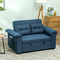 HOMCOM Click Clack Sofa Bed 2 Seater Sofa Bed for Living Room - Blue