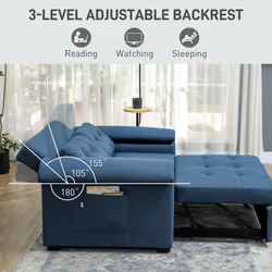 HOMCOM Click Clack Sofa Bed 2 Seater Sofa Bed for Living Room - Blue