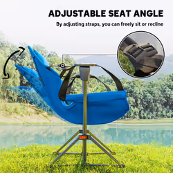 Outsunny Hammock Camping Chair Set of 2, Adjustable Back Camp Chair, Blue