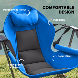 Outsunny Hammock Camping Chair Set of 2, Adjustable Back Camp Chair, Blue