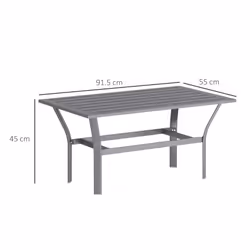 Outsunny Metal Garden Coffee Table with Slatted Tabletop, Dark Grey