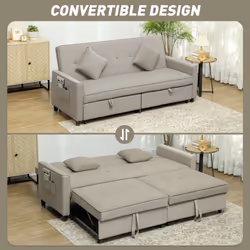 HOMCOM Reversible L-Shaped Sectional Sofa Bed with Cushions, Beige