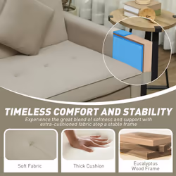 HOMCOM Reversible L-Shaped Sectional Sofa Bed with Cushions, Beige - Additional view 5