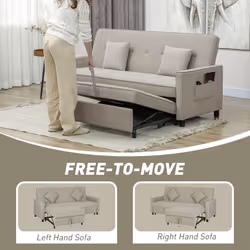 HOMCOM Reversible L-Shaped Sectional Sofa Bed with Cushions, Beige - Additional view 6