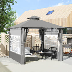 Outsunny 3 x 3 m Garden Gazebo, Outdoor Gazebo Canopy Shelter, Light Grey