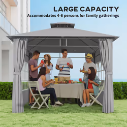 Outsunny 3 x 3 m Garden Gazebo, Outdoor Gazebo Canopy Shelter, Light Grey