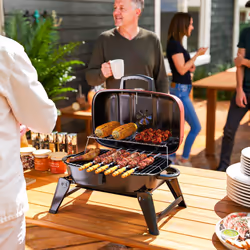 Outsunny Folding Charcoal Barbecue Grill, Portable BBQ for Camping, Red