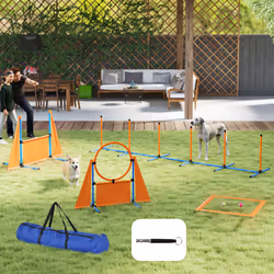 PawHut 6-Piece Dog Agility Equipment, Obstacle Training Course Kit, Orange