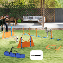 PawHut 6-Piece Dog Agility Equipment, Obstacle Training Course Kit, Orange