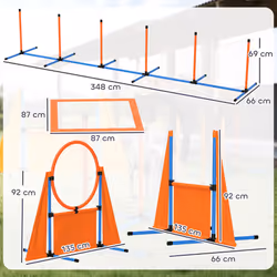 PawHut 6-Piece Dog Agility Equipment, Obstacle Training Course Kit, Orange