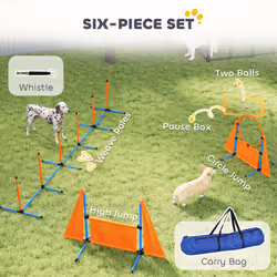 PawHut 6-Piece Dog Agility Equipment, Obstacle Training Course Kit, Orange