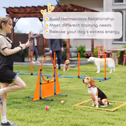 PawHut 6-Piece Dog Agility Equipment, Obstacle Training Course Kit, Orange - Additional view 5