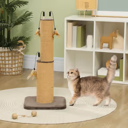 PawHut 78cm Tall Cat Scratching Post with 3 Toy Feathers, Brown