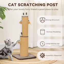 PawHut 78cm Tall Cat Scratching Post with 3 Toy Feathers, Brown