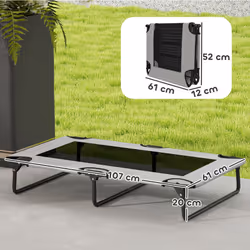 PawHut Raised Dog Bed with Breathable Mesh for Large Dogs - Grey