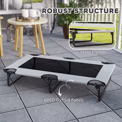 PawHut Raised Dog Bed with Breathable Mesh for Large Dogs - Grey - Additional view 4