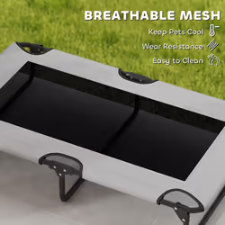 PawHut Raised Dog Bed with Breathable Mesh for Large Dogs - Grey - Additional view 6