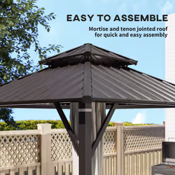 Outsunny 3 x 3(m) Hardtop Gazebo with Metal Roof, Netting and Curtains