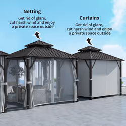 Outsunny 3 x 3(m) Hardtop Gazebo with Metal Roof, Netting and Curtains - Additional view 5