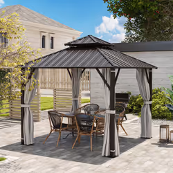 Outsunny 3 x 3(m) Hardtop Gazebo with Metal Roof, Netting and Curtains - Additional view 6