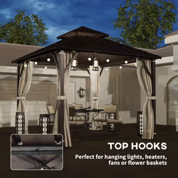 Outsunny 3 x 3(m) Hardtop Gazebo with Metal Roof, Netting and Curtains - Additional view 8