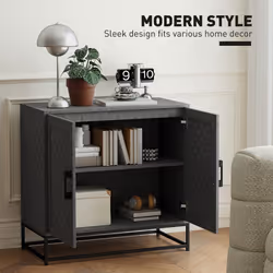 HOMCOM Modern Storage Cupboard with Adjustable Shelf and 2 Doors, Grey