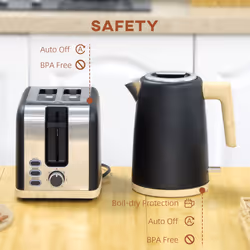 HOMCOM 1.7L Electric Fast Boil Kettle and 2 Slice Toaster Set, Black - Additional view 4