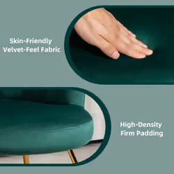HOMCOM Accent Chair, Velvet Armchair with Lotus Backrest, Steel Legs, Green - Additional view 4