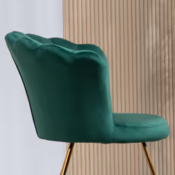 HOMCOM Accent Chair, Velvet Armchair with Lotus Backrest, Steel Legs, Green - Additional view 7