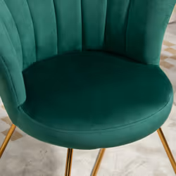HOMCOM Accent Chair, Velvet Armchair with Lotus Backrest, Steel Legs, Green - Additional view 8